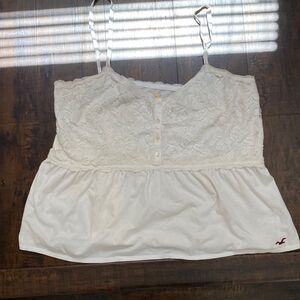 Hollister White Lace Front Tank Size Large